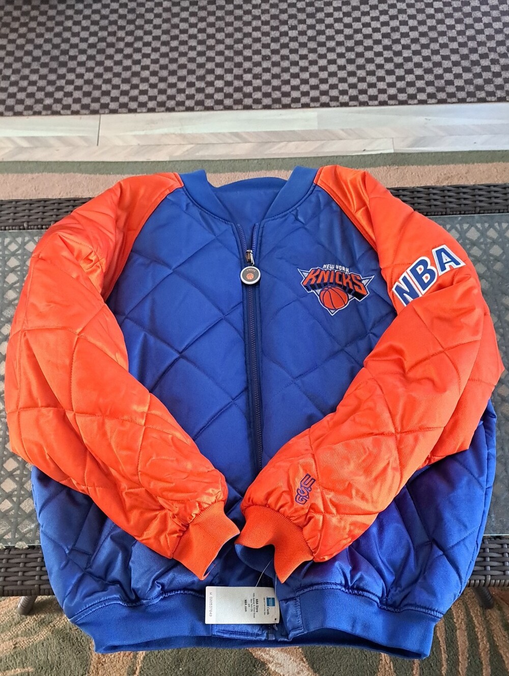 New York KNICKS Blue & Orange Quilted Bomber Jacket